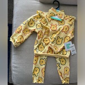 Disney Yellow Winnie the Pooh Kids Pajama Set with Bow
